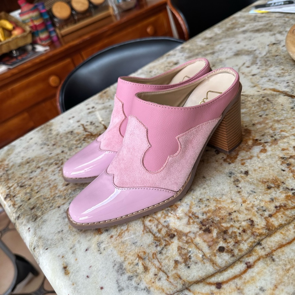 Lulu’s pink slip on heeled mules size 6.5 (S31) - Picture 6 of 15